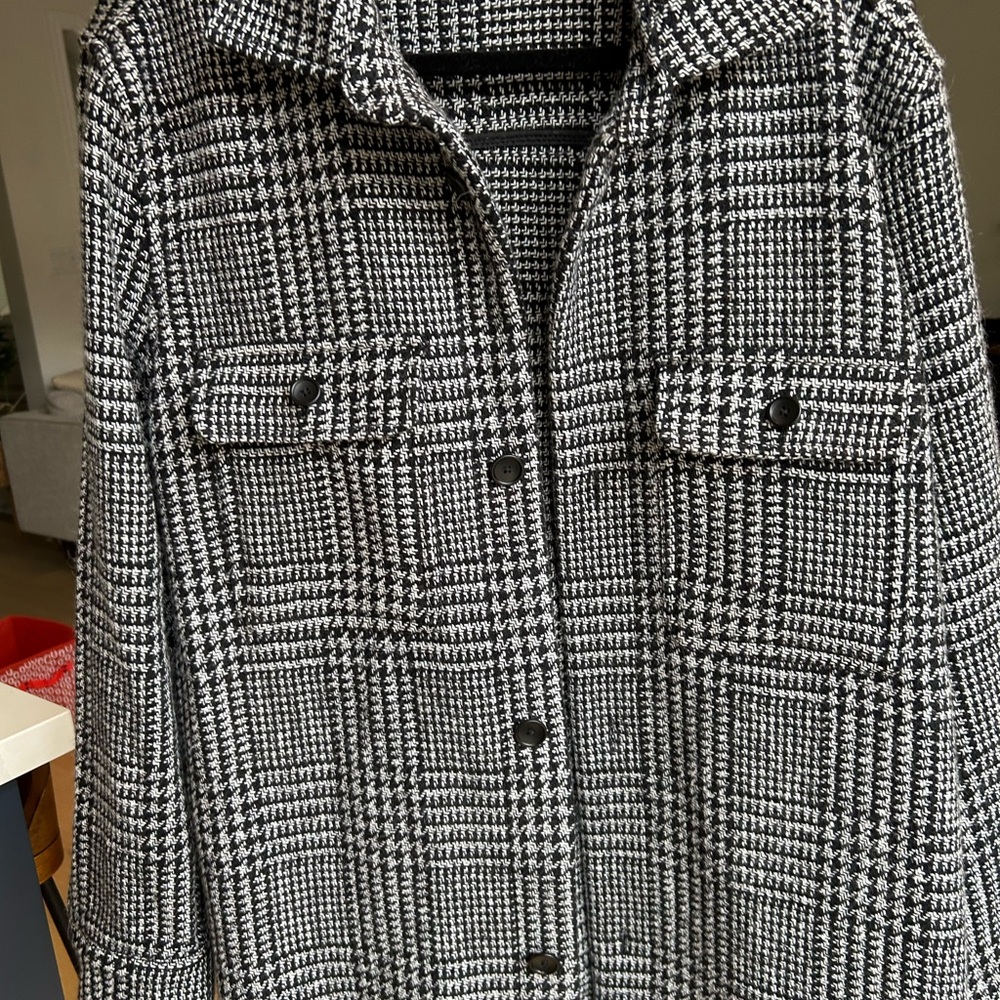 Zara Black and White Checked Blazer Jacket